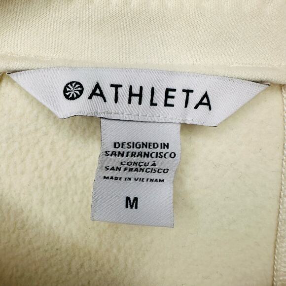 Athleta Magnolia White Moto Jacket Full Zip Fleece Lining Women's Size M - Picture 6 of 15